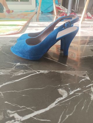 Zapatos de ante azul eléctrico-NUEVOS