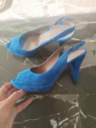 Zapatos de ante azul eléctrico-NUEVOS