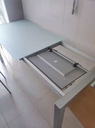 mesa cristal cocina extensible