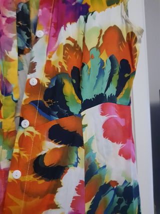 Vestido largo flores manga corta talla S