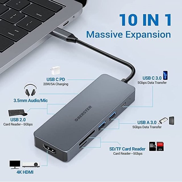 10 en 1 HUB USB C Docking Station hub NUEVO