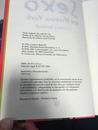 Libro Sexo en Nueva York Candance Bushnell