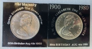 2 MEDALLAS REINA ELIZABETH II 38 MILIMETROS PLATA