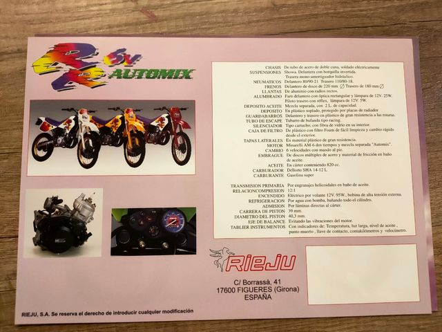 catalogo rieju RR 6v supermotard/automix/RR