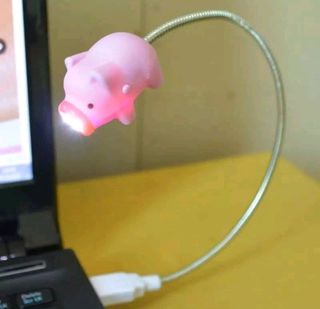 Original cerdito USB LED,luz de noche ajustable.