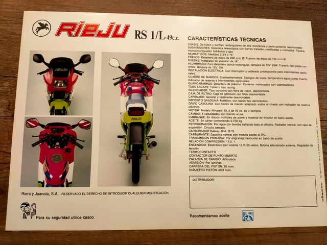 catalogo rieju RS1 49cc varios modelos