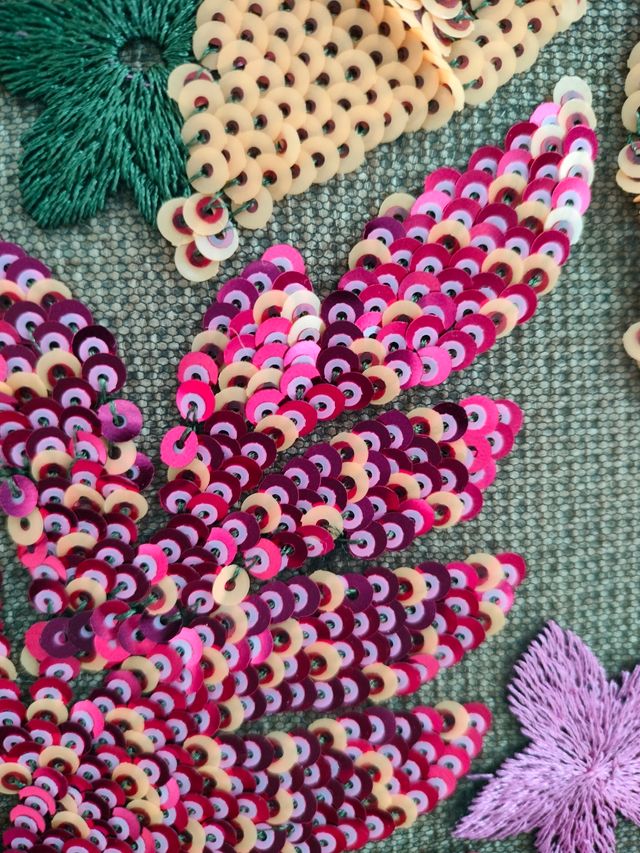 borsa juta donna fiori ricamati paillettes 