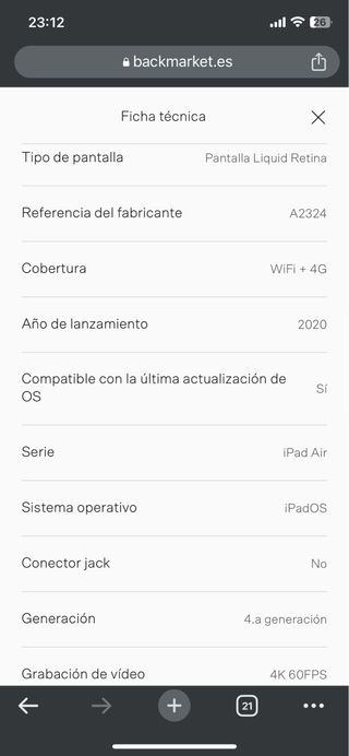 IPAD Air 4* Generación (2020)