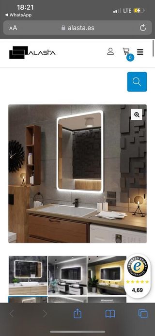 Espejo led antivaho táctil
