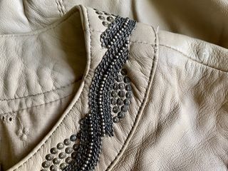 Cazadora de piel vintage Cortefiel beige talla M