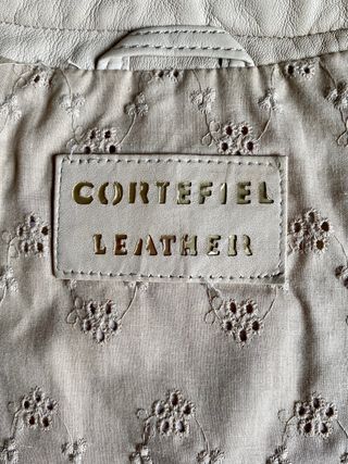 Cazadora de piel vintage Cortefiel beige talla M