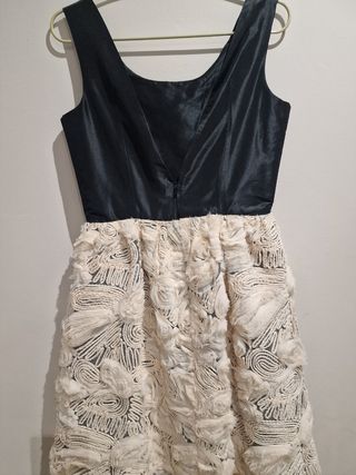 vestido fiesta coctel  boda seda y encaje talla 38