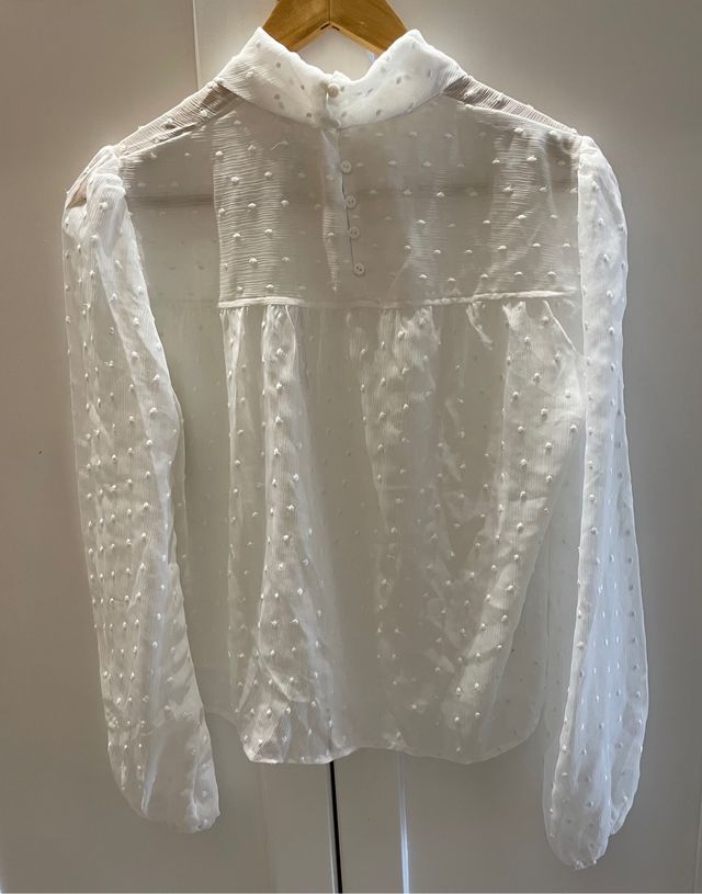 Stradivarius Camisa Topos Bordados Blusa Transparente De