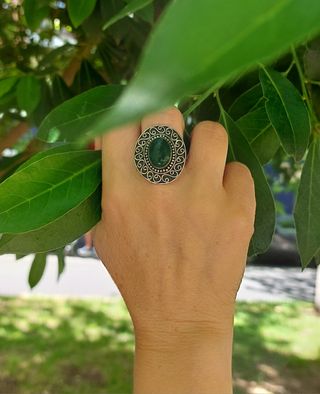 Anillo plata Malaquita.