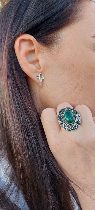 Anillo plata Malaquita.