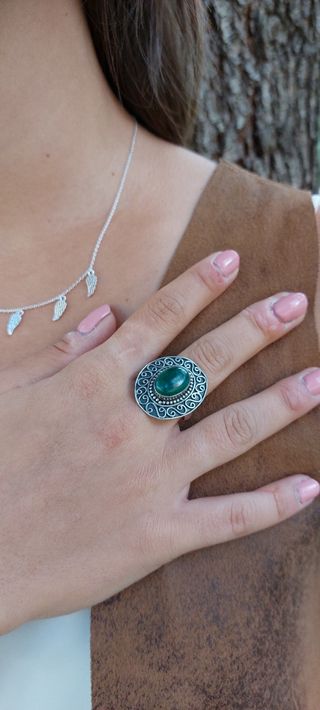 Anillo plata Malaquita.