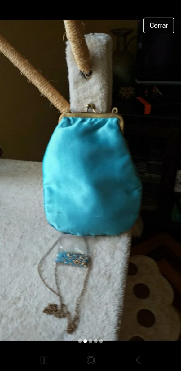 bolso fiesta azul dorado