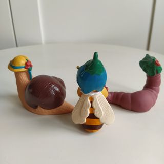 Tres figuras goma dibujos animados. Años 80