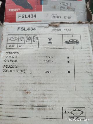 pastillas de freno Citroen, Peugeot 