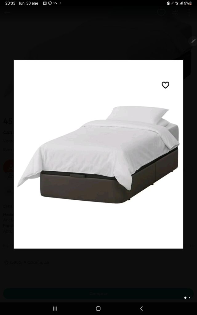 Colchón y canapé 105x190 cm.