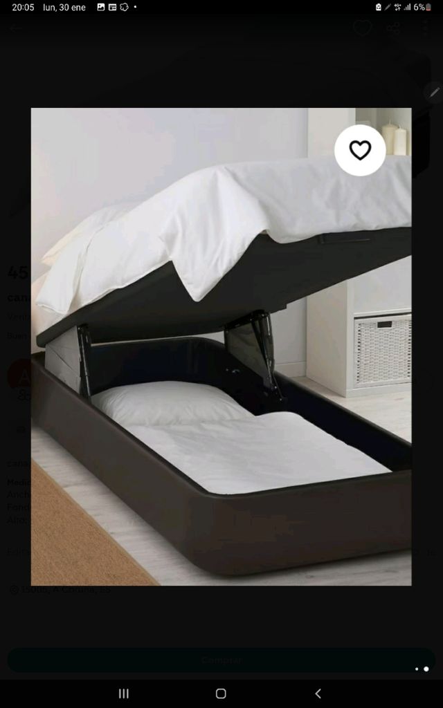 Colchón y canapé 105x190 cm.