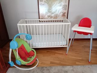 Cuna, trona y mecedora