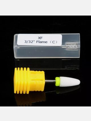 Ponta cerâmica manicure amarela cónica