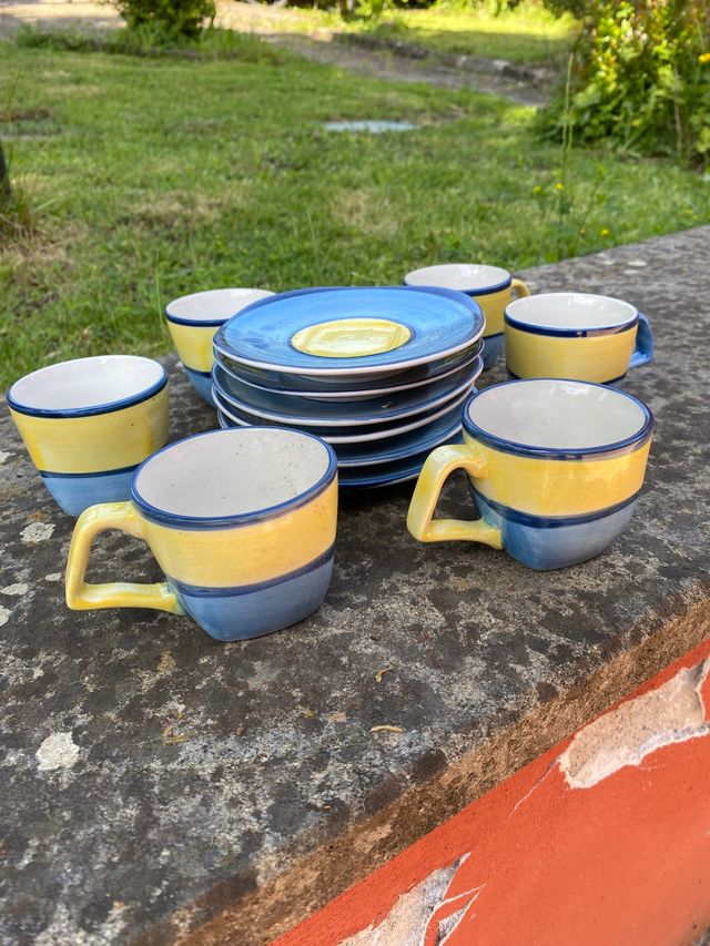 Set 6 tazzine caffè con piattini dipinti a mano