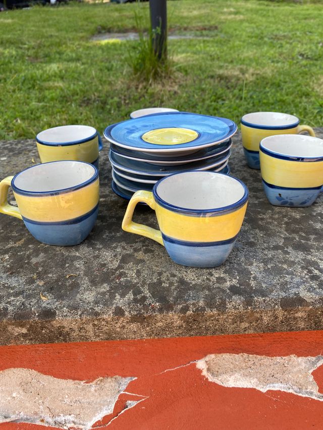 Set 6 tazzine caffè con piattini dipinti a mano