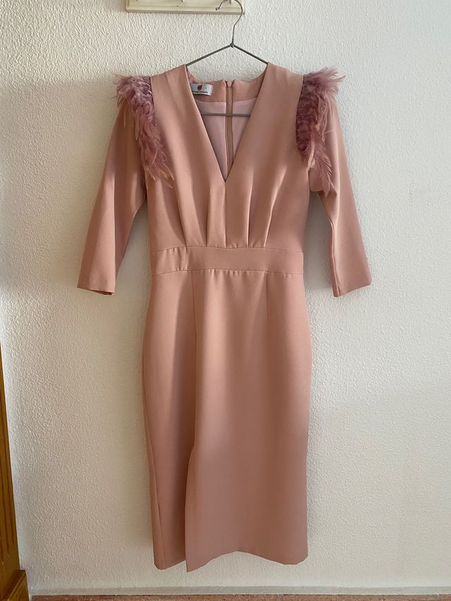 Vestido fiesta rosa palo S