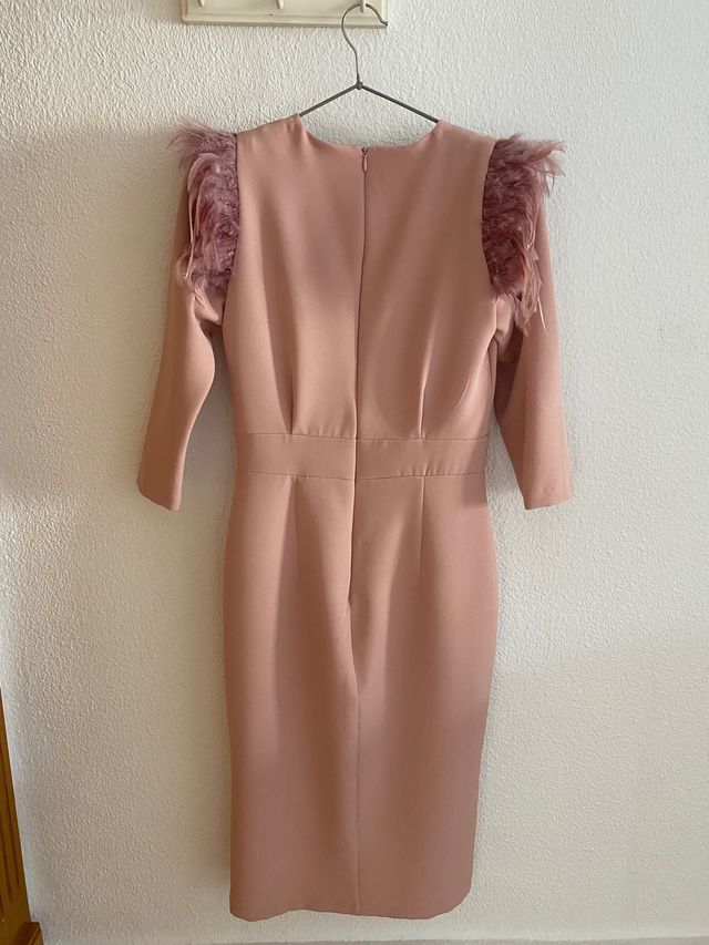 Vestido fiesta rosa palo S