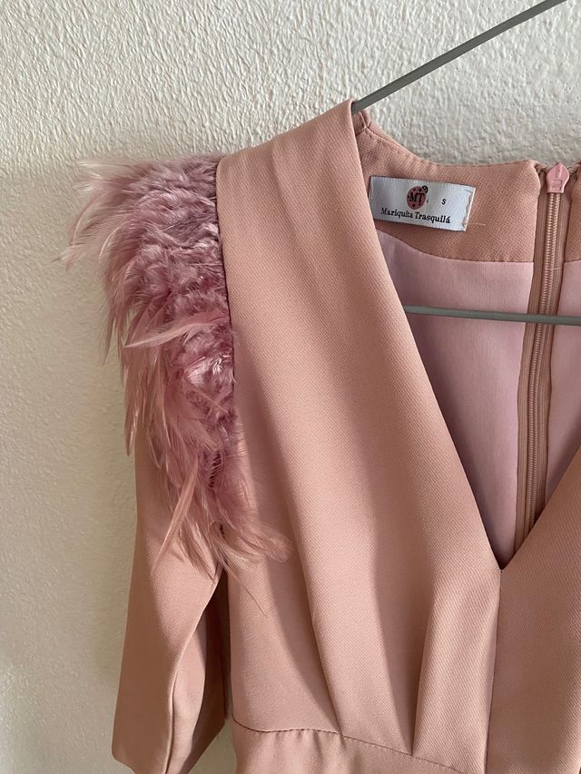 Vestido fiesta rosa palo S