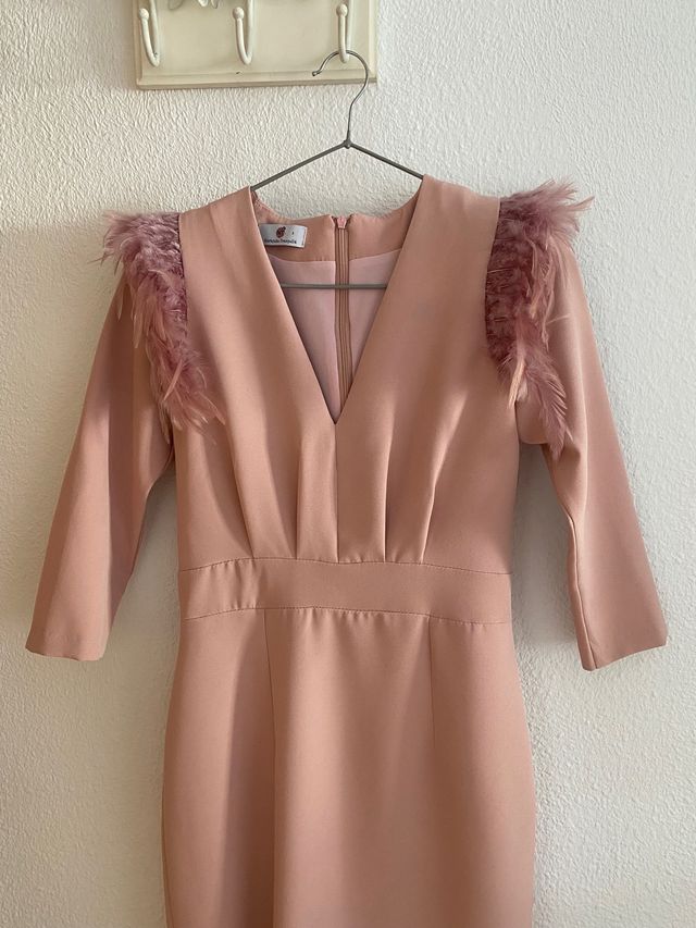Vestido fiesta rosa palo S