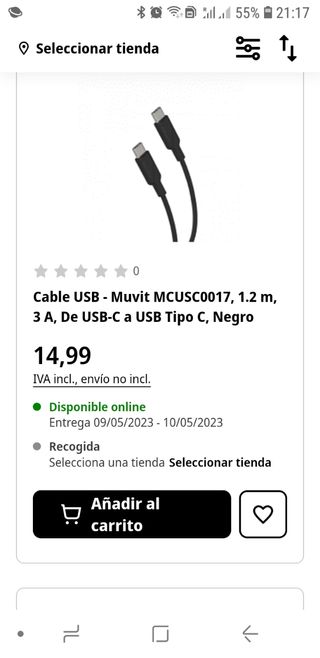 Cable de USB-C a USB-C, 1.2 metros