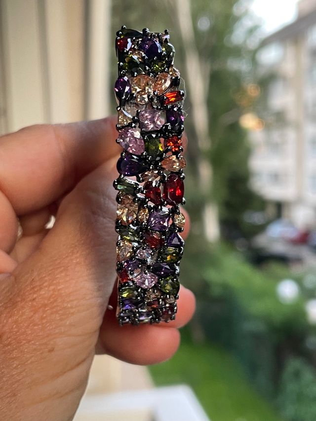 Brazalete piedra semipreciosas, multicolor acero