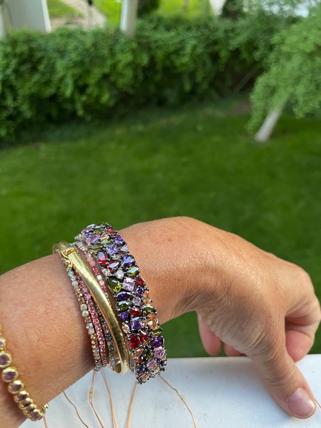 Brazalete piedra semipreciosas, multicolor acero