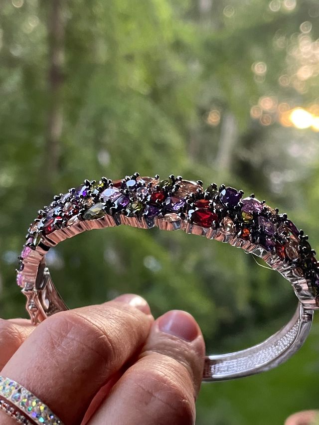 Brazalete piedra semipreciosas, multicolor acero