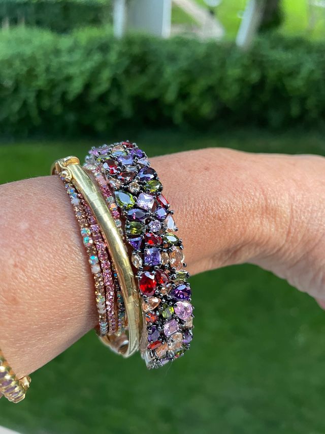 Brazalete piedra semipreciosas, multicolor acero