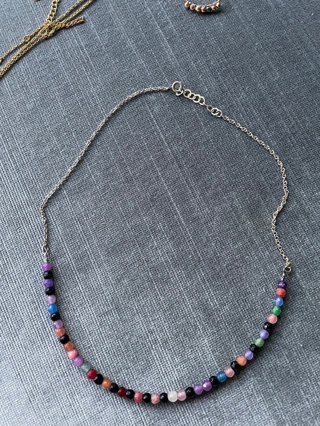 Collar cuentas de turmalinas y  plata