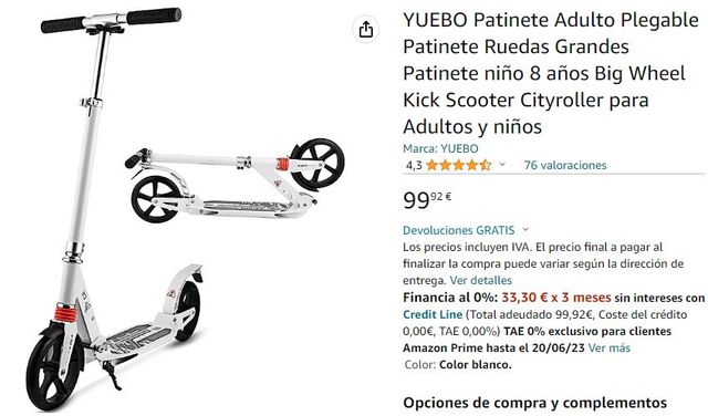 Patinete Nuevo Sin estrenar - 40%
