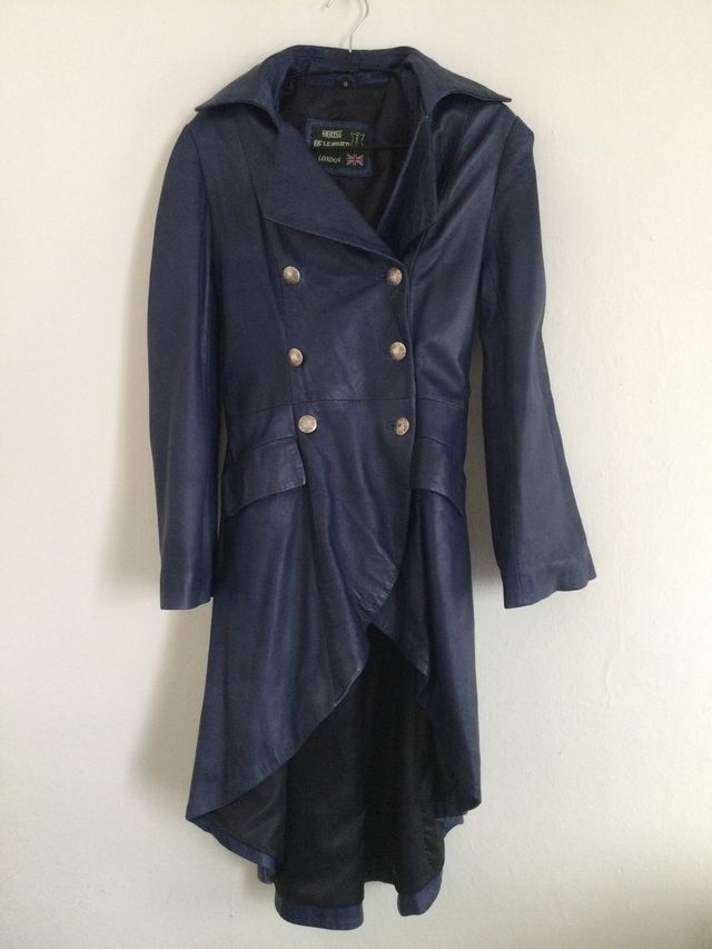 Abrigo CUERO azul 3/4 steampunk gothic gotico rave