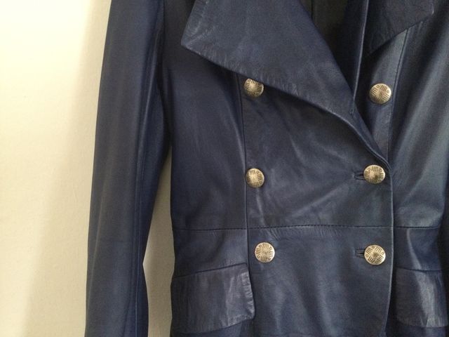 Abrigo CUERO azul 3/4 steampunk gothic gotico rave