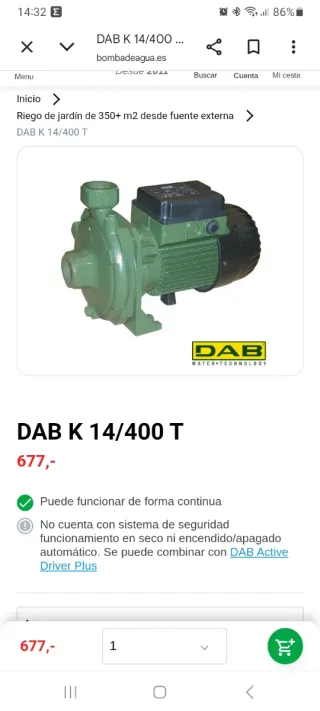 Bomba de agua DAB  K14/400T. 2,5CV Trifasica