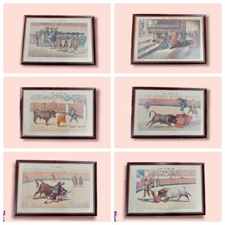 LA LIDIA 6 LITOGRAFÍAS 1883