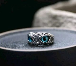 Anillo Vintage plateado con ojos de Búho.