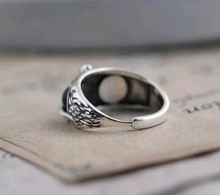 Anillo Vintage plateado con ojos de Búho.