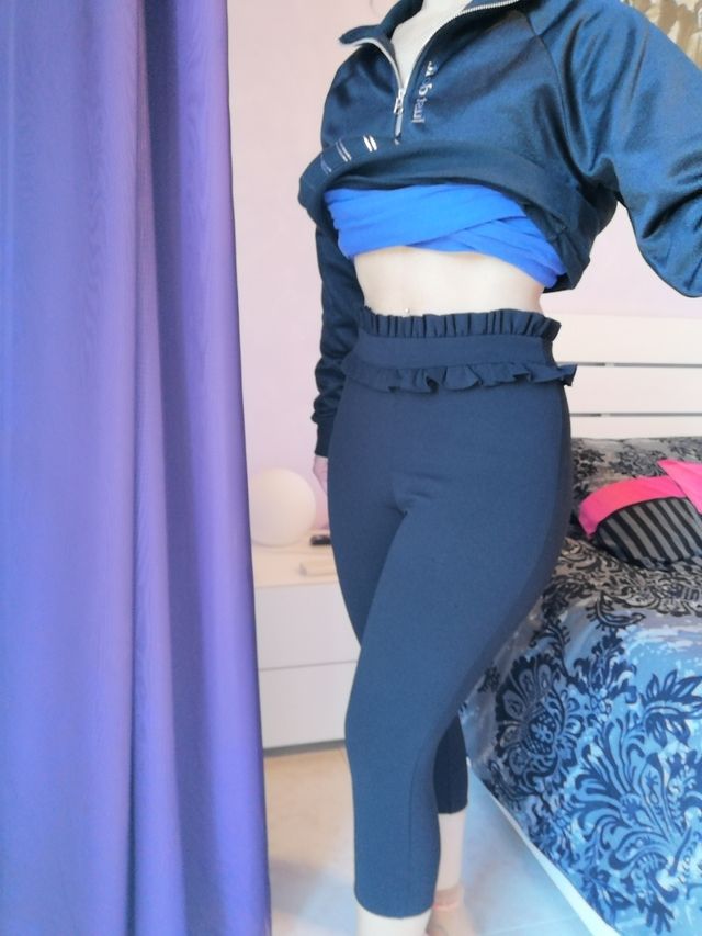 Leggins 3/4 arricciati in vita