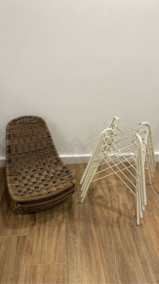 Pack 4 sillas ratán hierro exterior