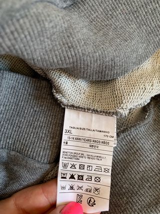 Sudadera gris Snoopy, Benetton, talla 13/14 (S)