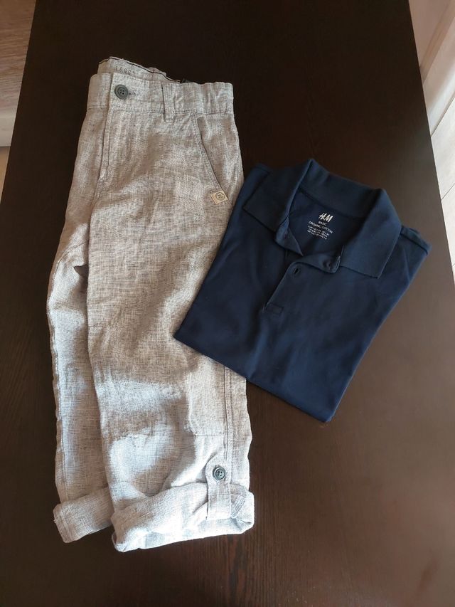 Pantalón  niño y polo algodón " HyM" 6-7 años